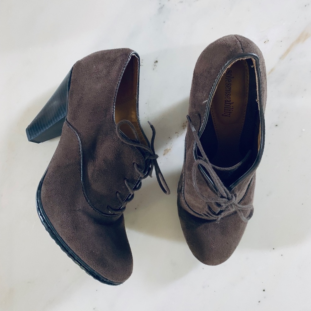 Brown Suede Laced Booties